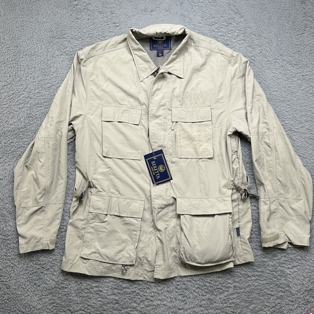 NWT Beretta Field Shirt Mens XL Tan Cargo Long Sleeve Button Safari Hunt Jacket